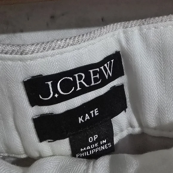 EUC J. Crew Kate Straight-Leg Pant in Stretch Linen Blend Ivory‎ Size 0P - Picture 9 of 11